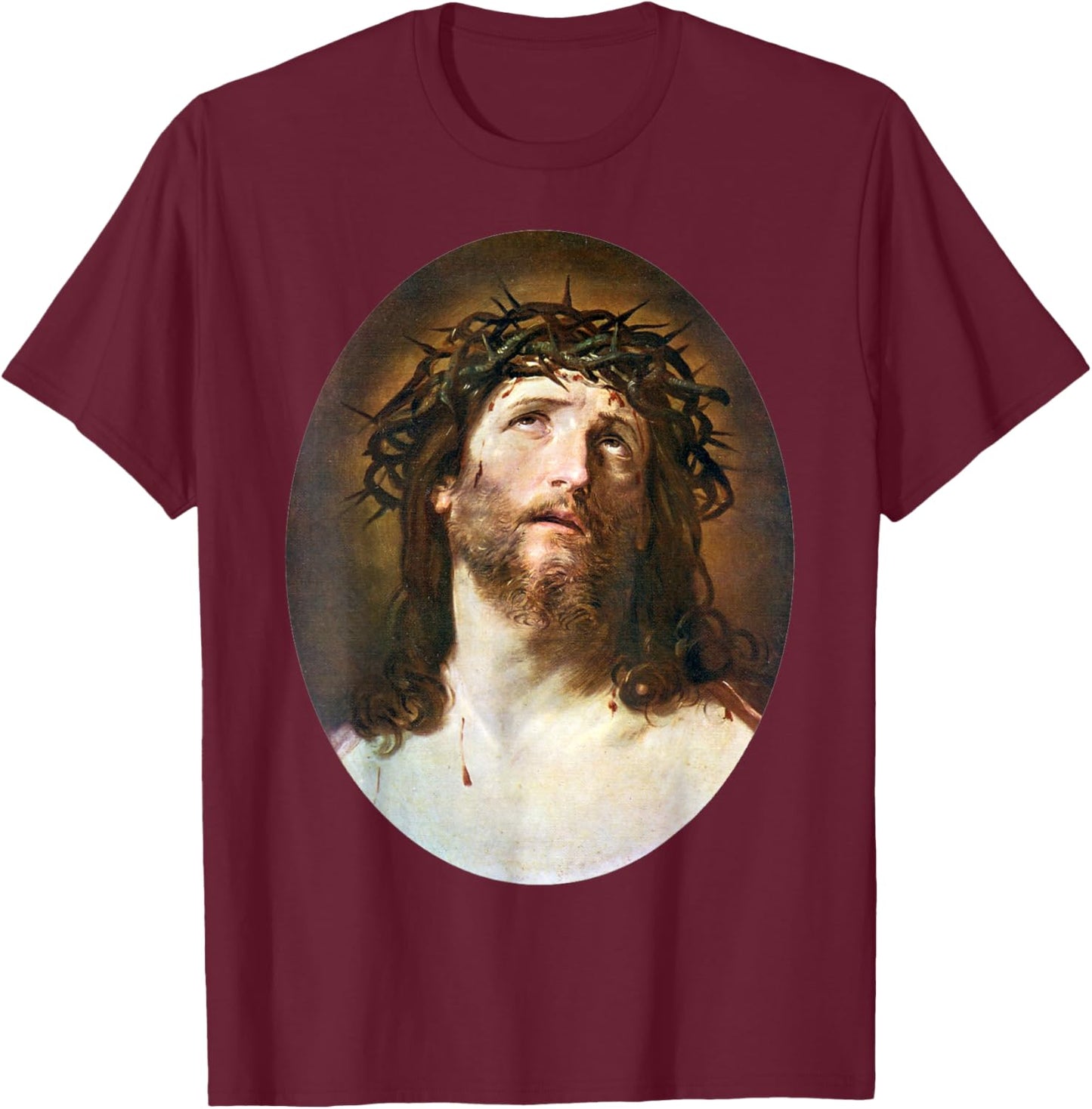 Jesus Christ Crowned with Thorns Painting Guido Reni 1622 T-Shirt - T-Shirt | Maroon