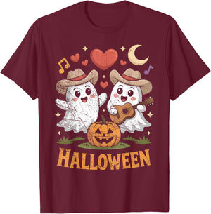 Ghost Playing Guitar for Halloween Lovers T-Shirt - T-Shirt | Maroon