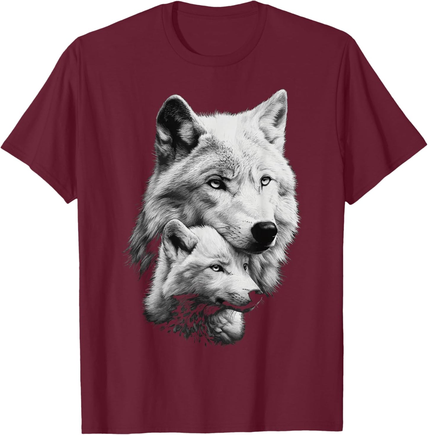 Wolf and Wolf Cub Men Wolf Lover Women Girls Cute Wolf T-Shirt - T-Shirt | Maroon