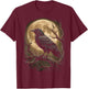 Gothic Black Crow Raven Moon Dark Forest Bird T-Shirt - T-Shirt | Maroon