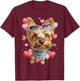 Yorkshire Terrier Dog Yorkie Valentine's Day Heart Glasses T-Shirt - T-Shirt | Maroon