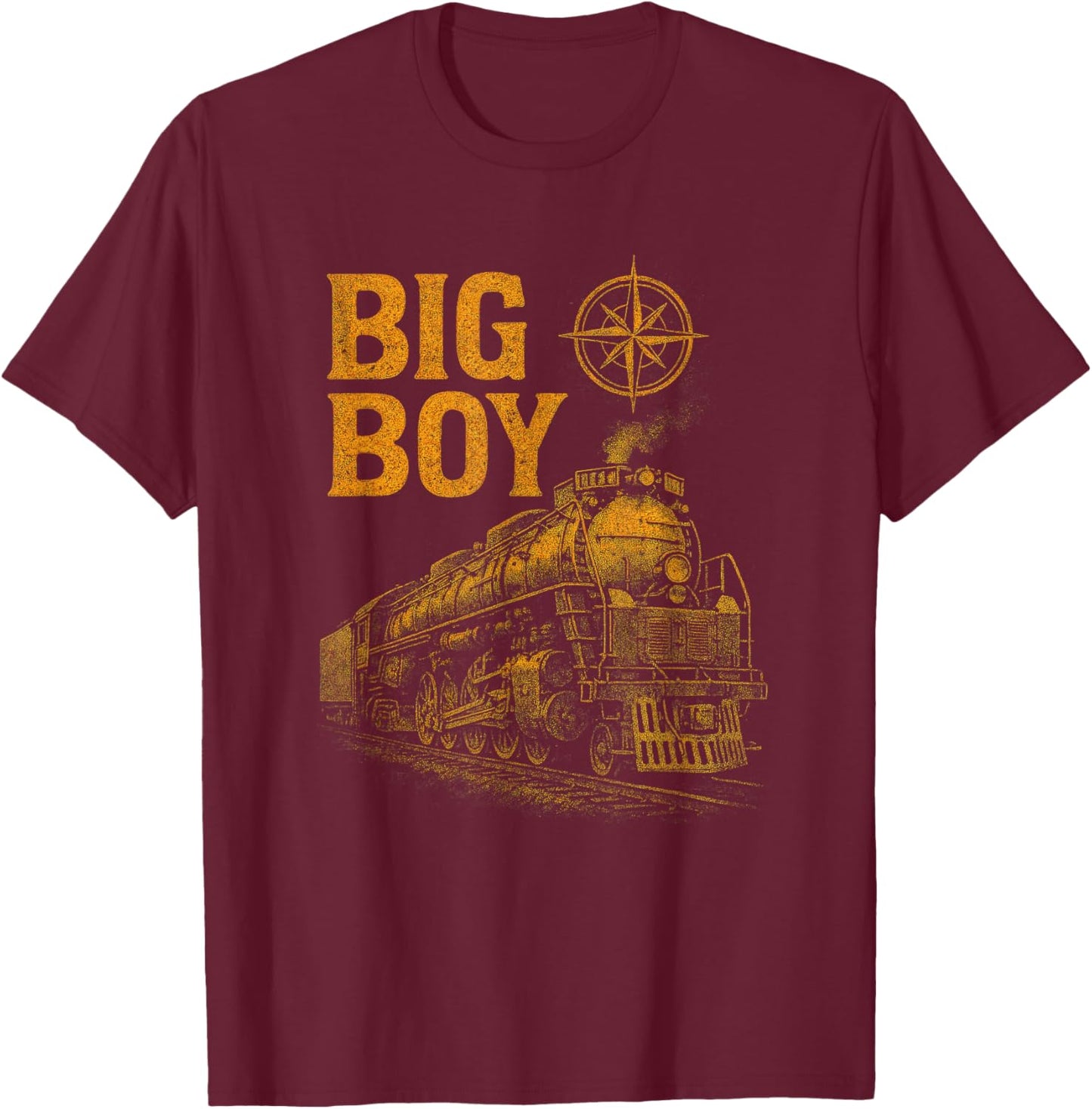 Big BOY - Vintage Steam Locomotive Design T-Shirt - T-Shirt | Maroon