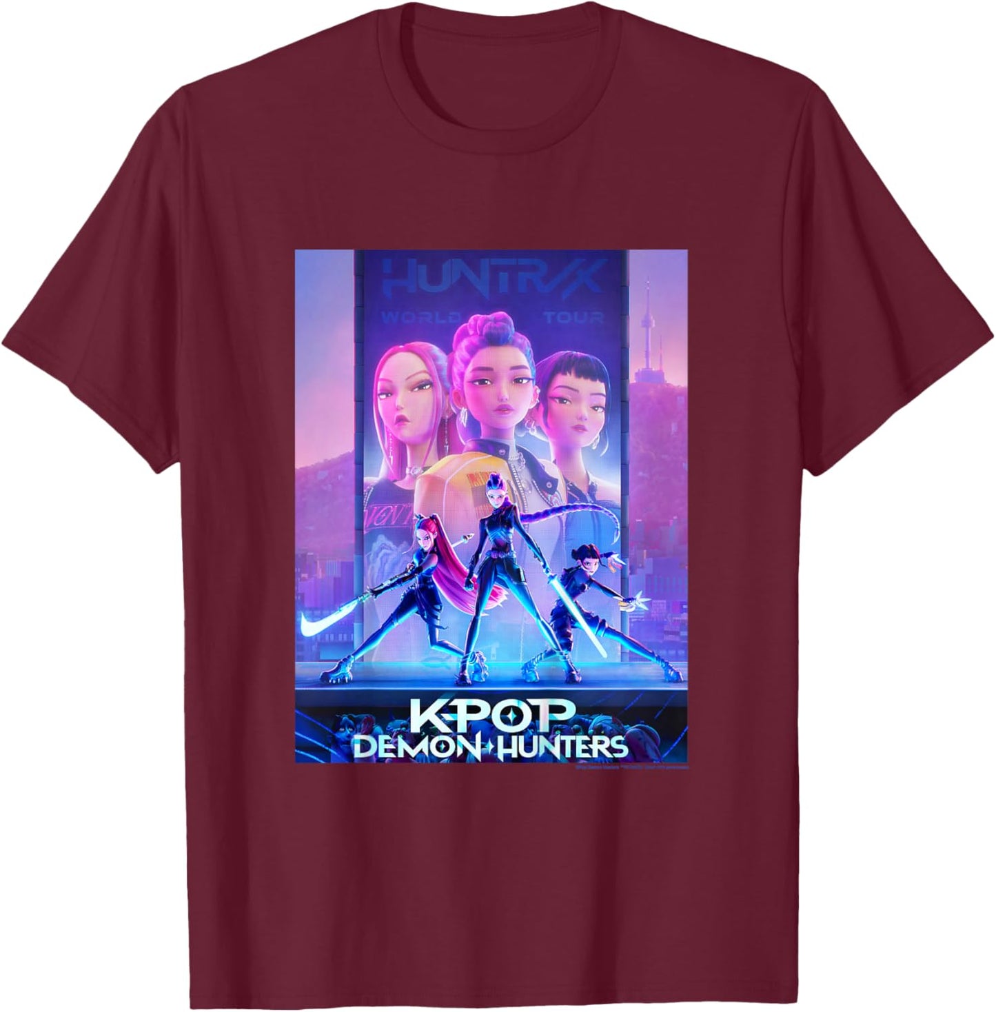 Kpop Demon Hunters Halloween Movie Poster T-Shirt - T-Shirt | Maroon