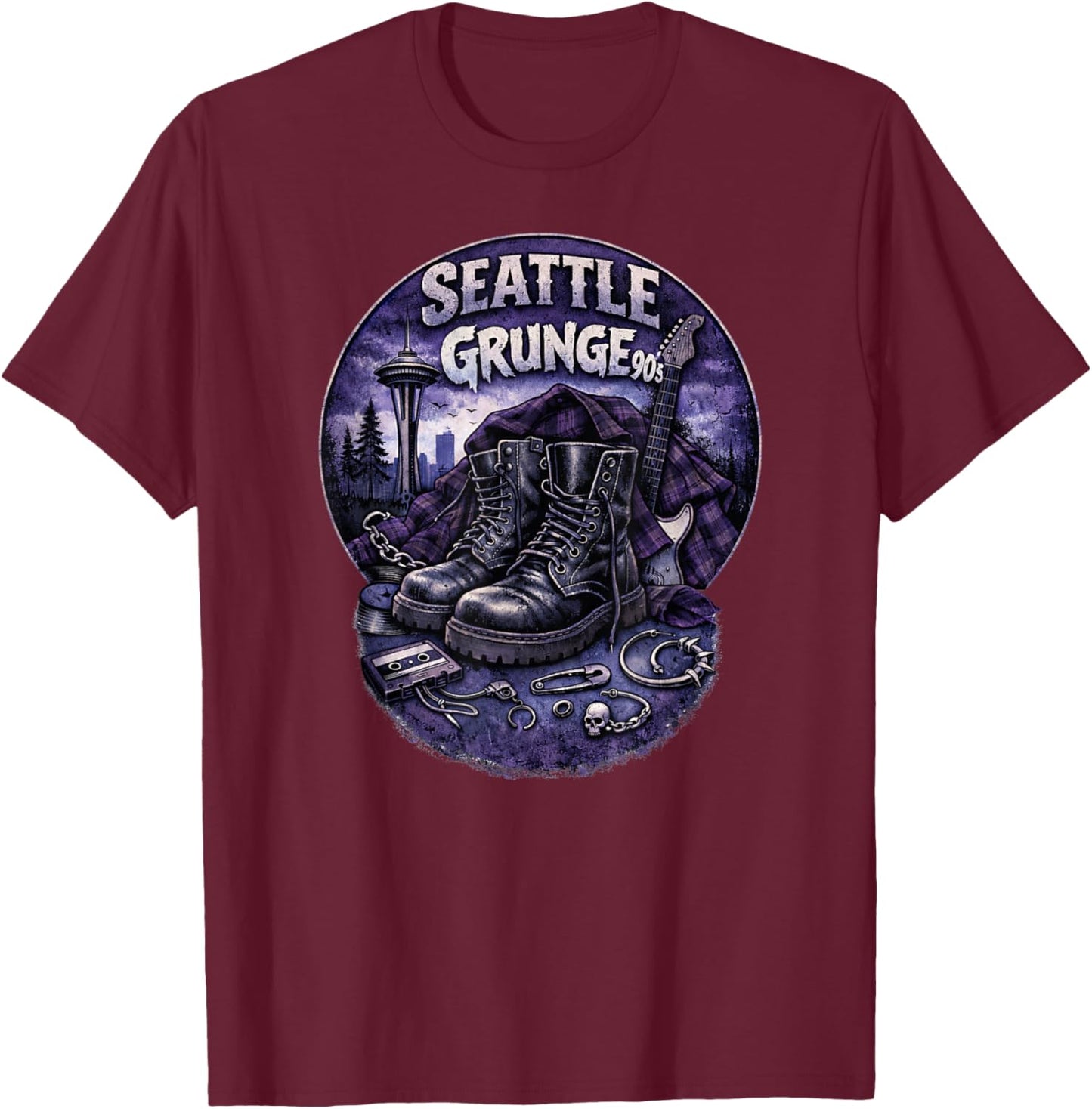 Seattle Grunge Music 90's T-Shirt - T-Shirt | Maroon