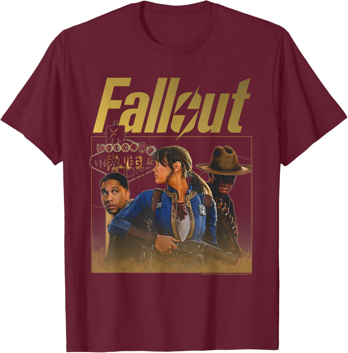 Fallout TV Series New Vegas Season 2 Collage Video Game T-Shirt - T-Shirt | Maroon