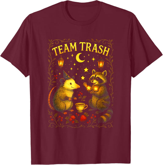 Team Trash - Opossum Raccoon Witchcraft Art T-Shirt - T-Shirt | Maroon