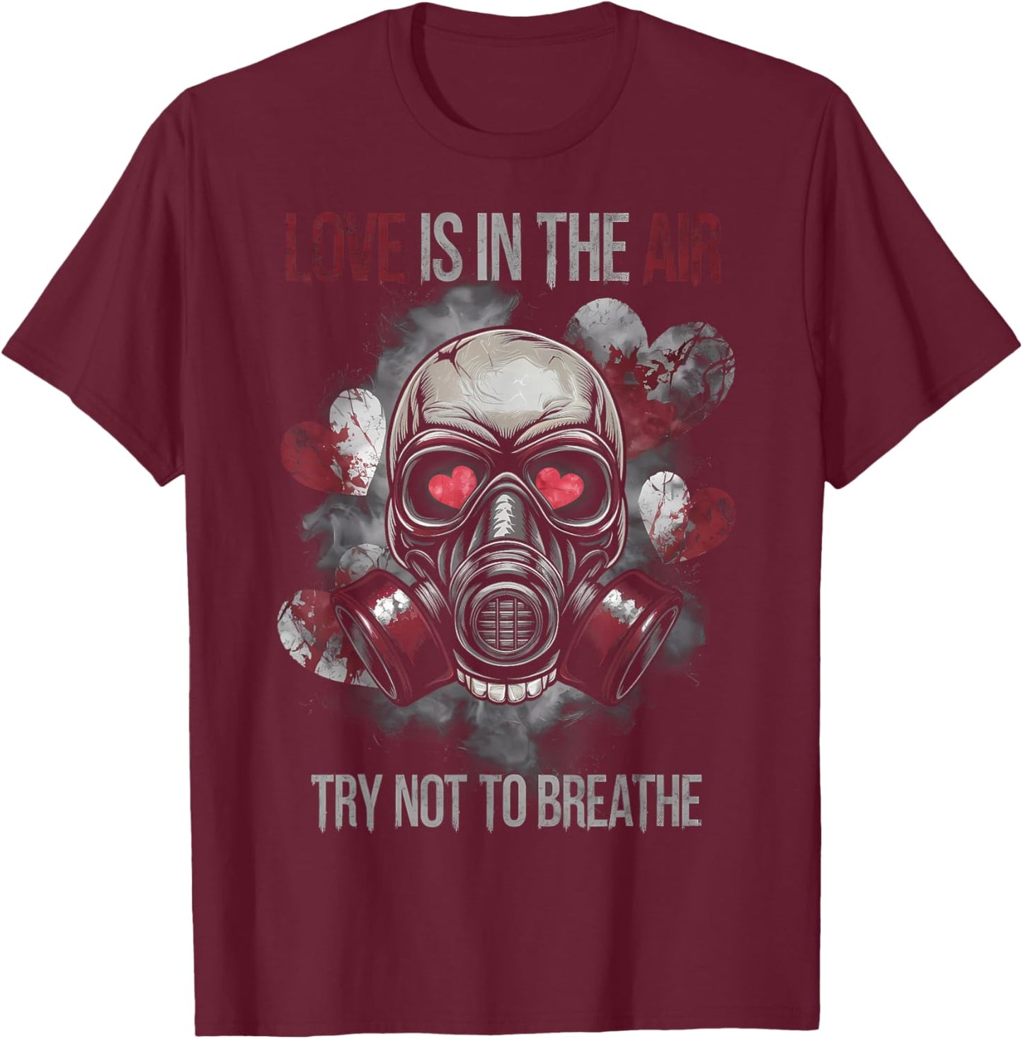 Valentine Skull Gas Mask Love Romance T-Shirt - T-Shirt | Maroon