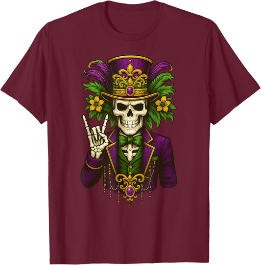 Mardi Gras Costume Carnival Skull Rock Halloween Witch T-Shirt - T-Shirt | Maroon