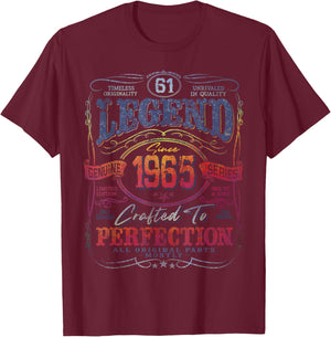 Vintage 1965 Limited Edition Shirt 61 Year Old 61st Birthday T-Shirt - T-Shirt | Maroon