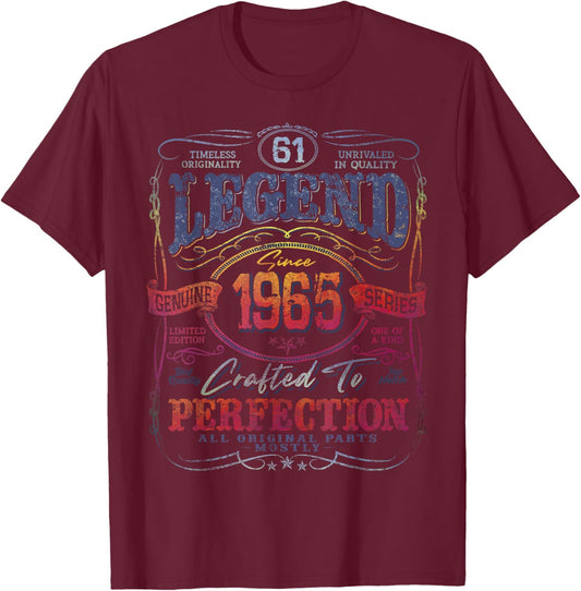 Vintage 1965 Limited Edition Shirt 61 Year Old 61st Birthday T-Shirt - T-Shirt | Maroon