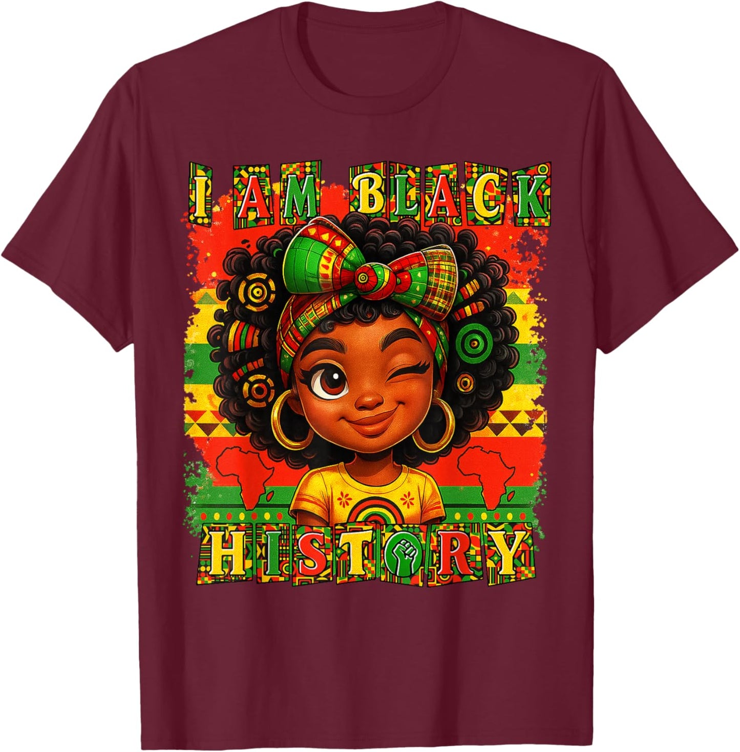 I Am Black History Month Black Pride African American Girl T-Shirt - T-Shirt | Maroon