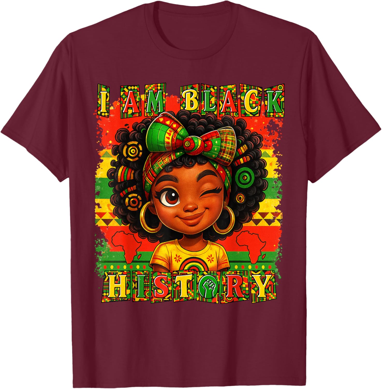 I Am Black History Month Black Pride African American Girl T-Shirt - T-Shirt | Maroon