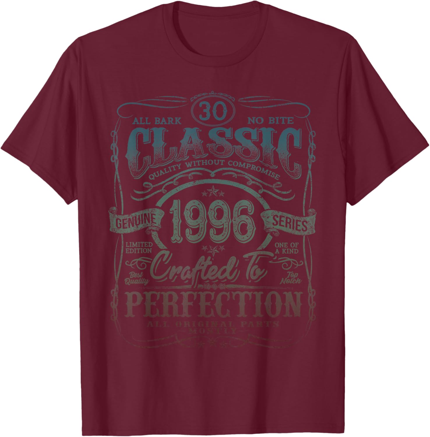 Vintage 1996 Limited Edition Shirt 30 Year Old 30th Birthday T-Shirt - T-Shirt | Maroon