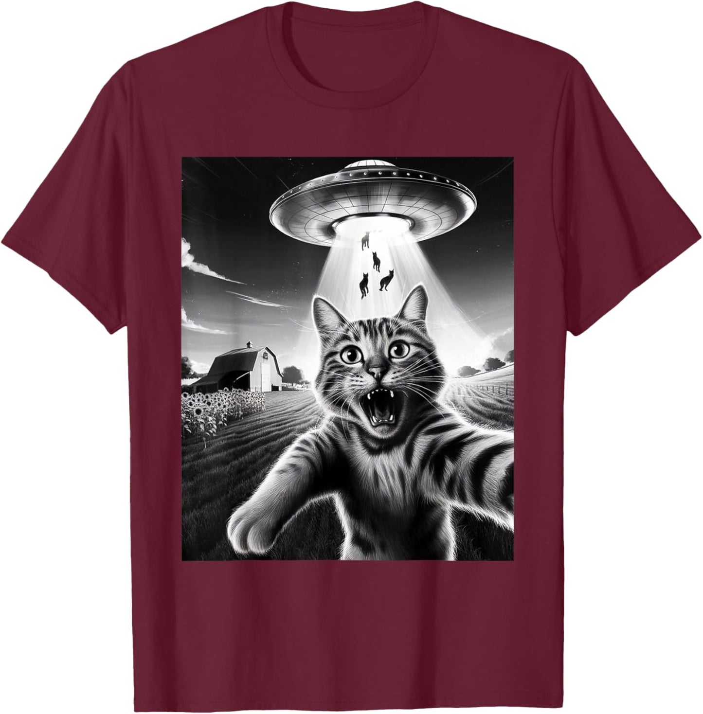 Cat UFO Aliens Sarcastic Humor Sayings Sarcasm Quotes T-Shirt - T-Shirt | Maroon