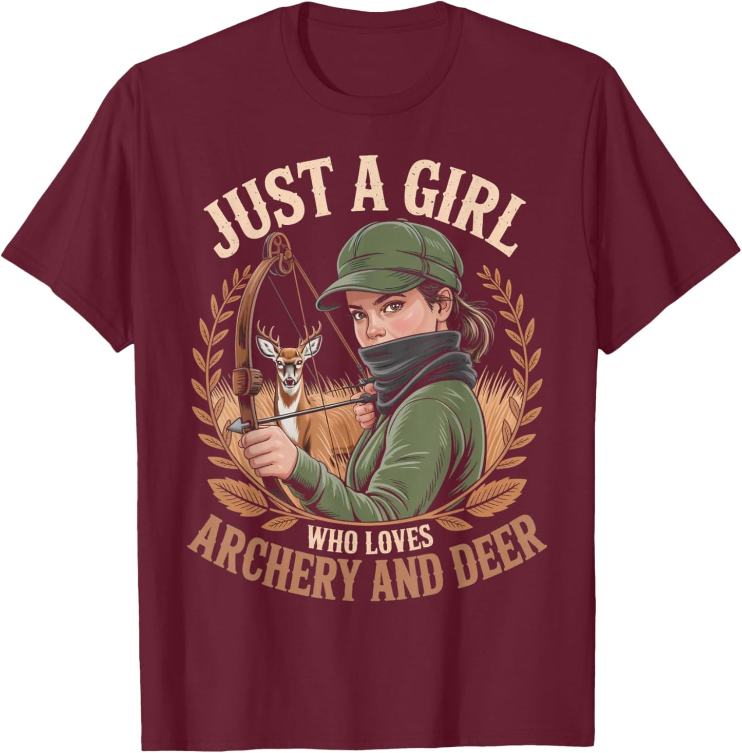 Archery and Deer Compound Bowhunter Bow Hunting Girl Archery T-Shirt - T-Shirt | Maroon