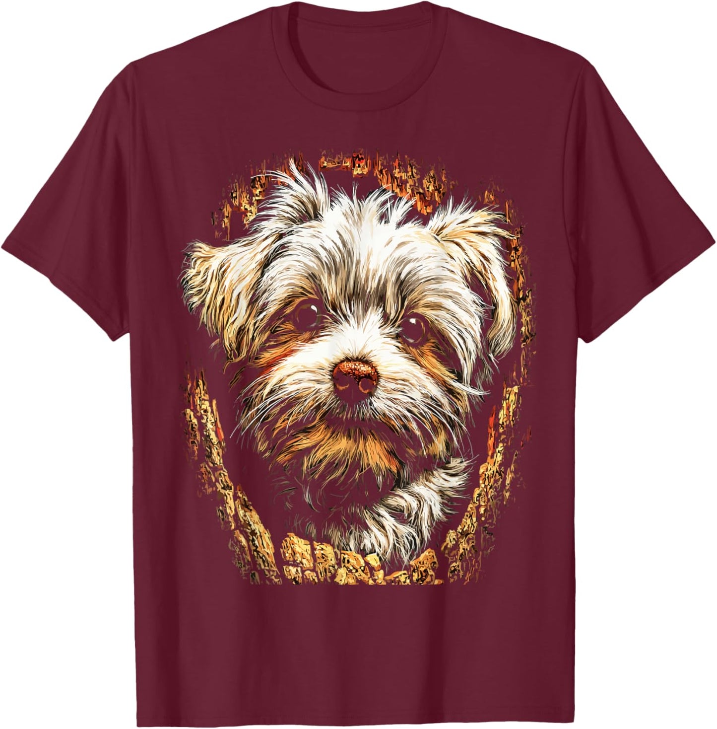 Colorful Maltese Dog Lover Autumn Aesthetic Fall Graphic T-Shirt - T-Shirt | Maroon