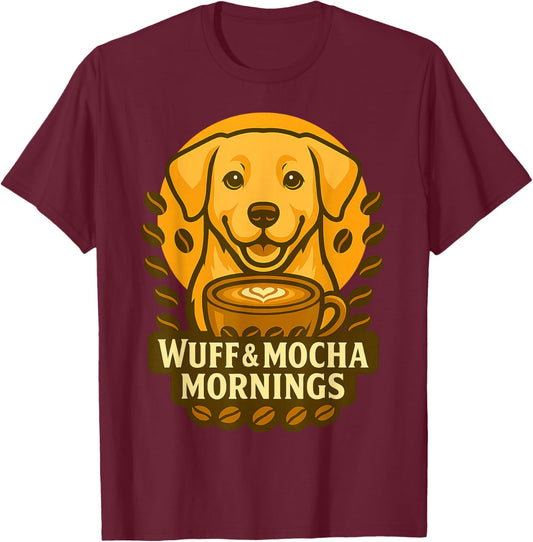 Dogs and Coffee Dog T-Shirt - T-Shirt | Maroon