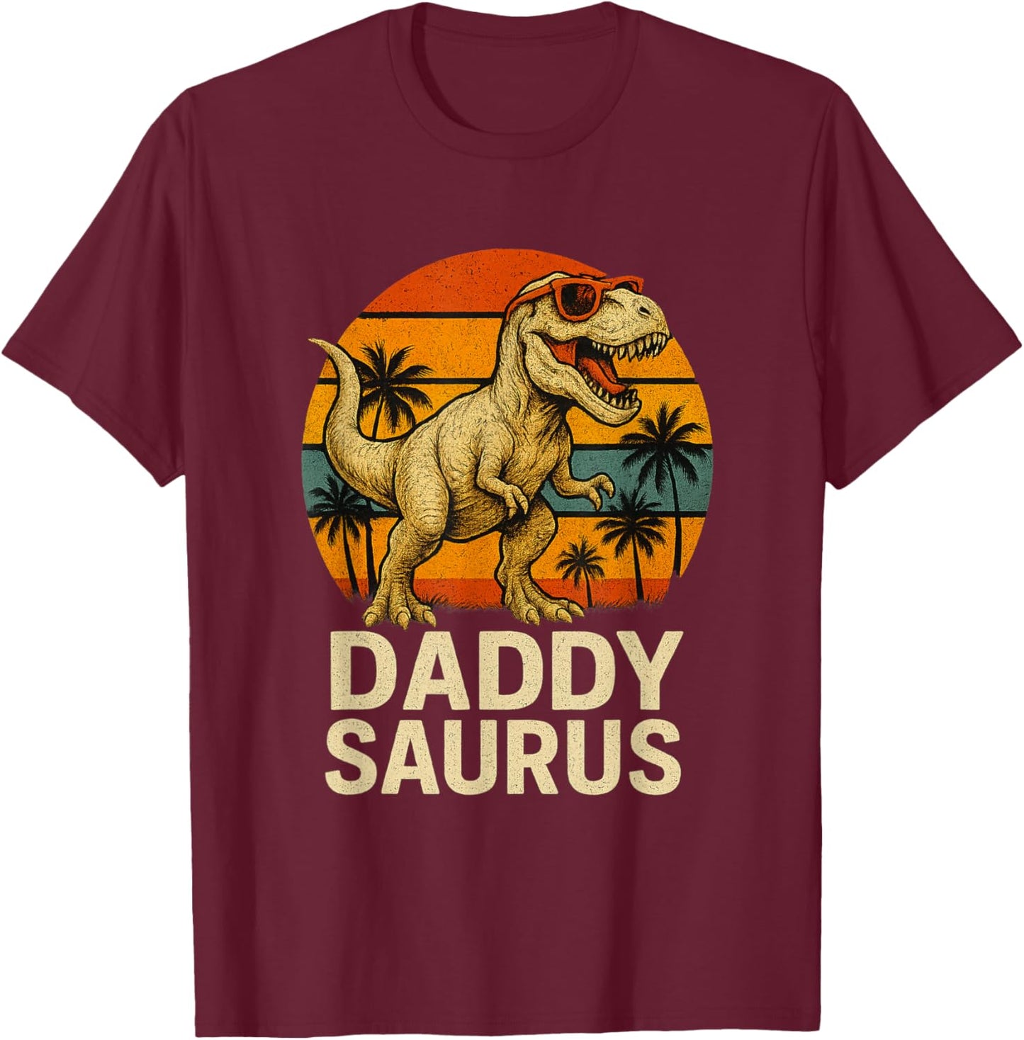 Daddysaurus T-rex Dinosaur Daddy Saurus Family Matching T-Shirt - T-Shirt | Maroon