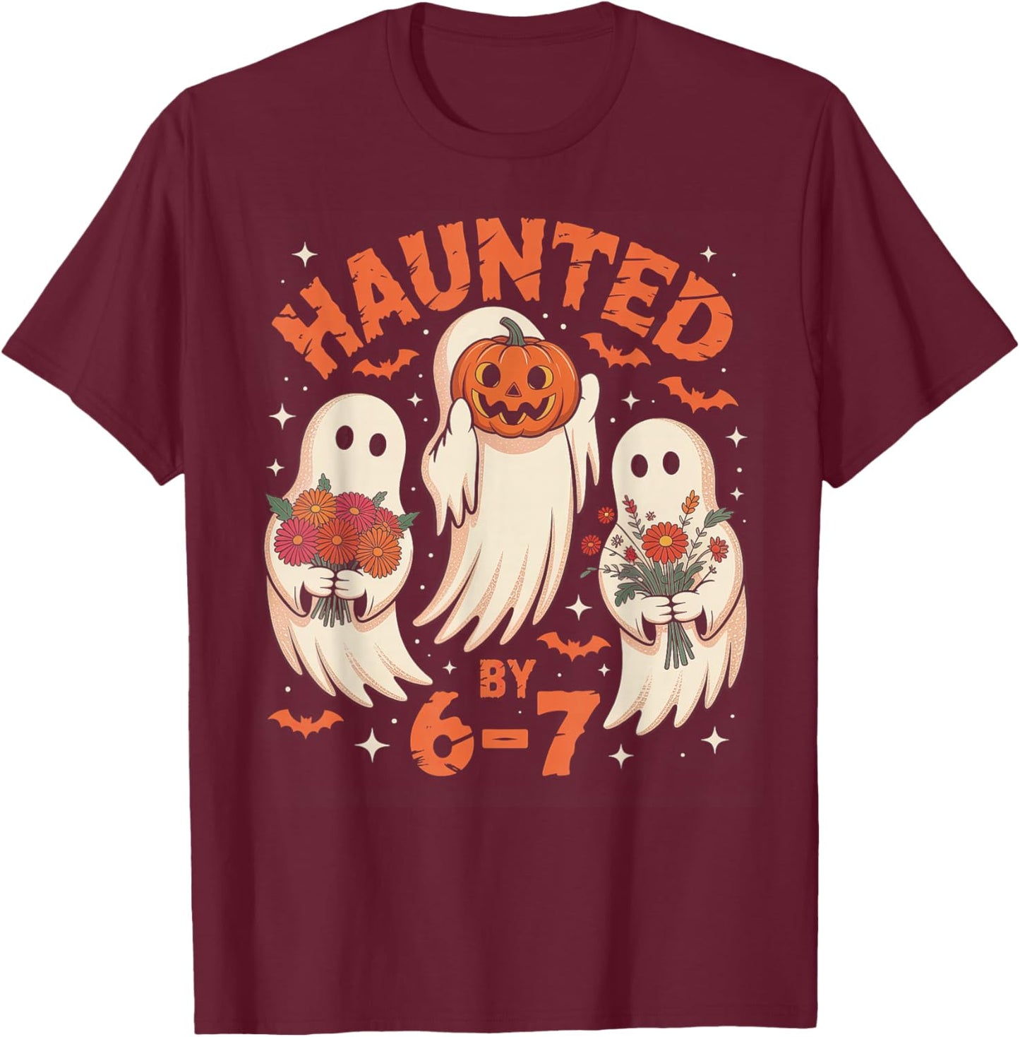 67 Meme Halloween Haunted by 6 7 Six Seven T-Shirt - T-Shirt | Maroon