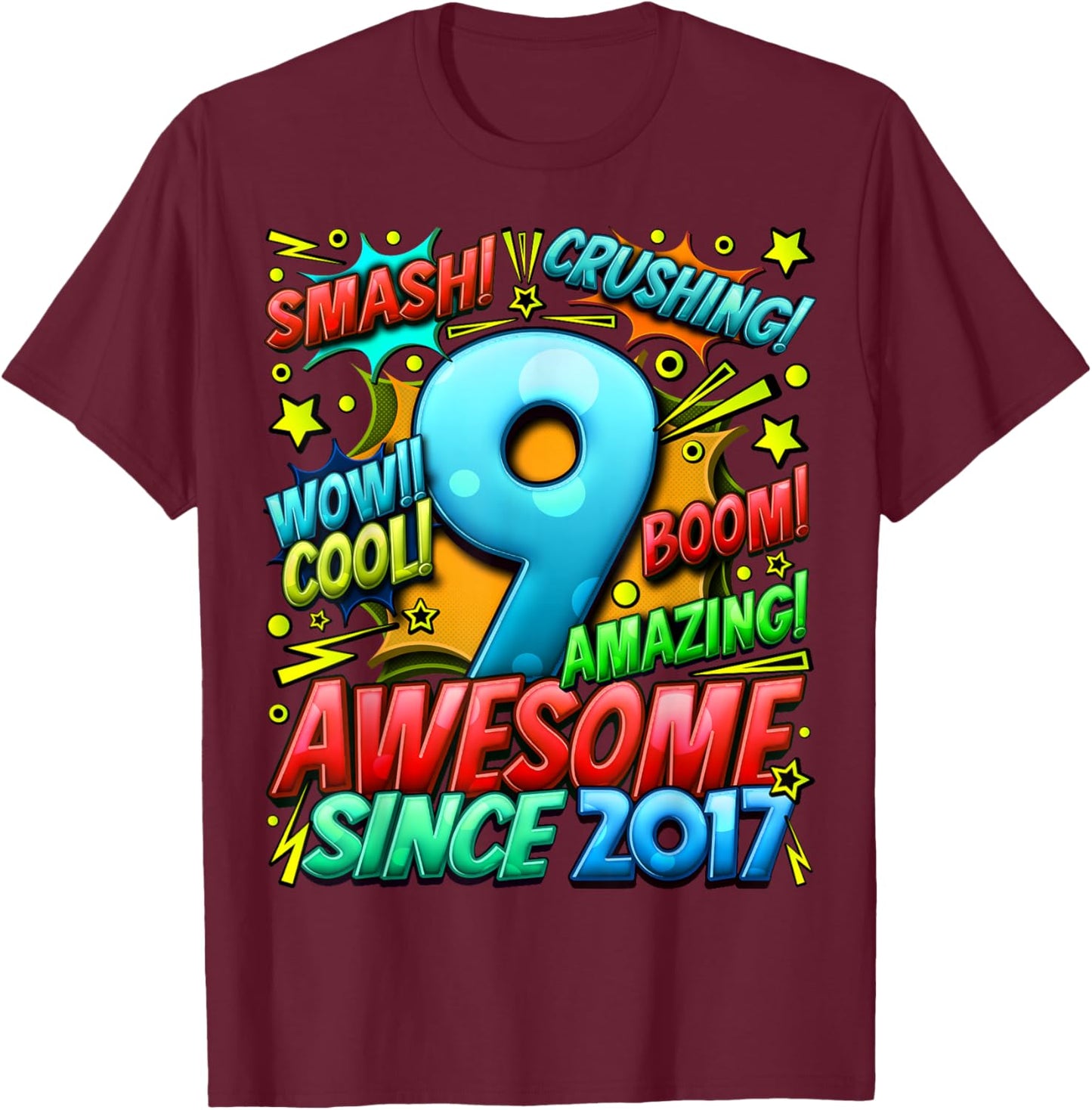 9 Year Old Gifts for Boys 9th Birthday Boy 9 Year Old Boy T-Shirt - T-Shirt | Maroon