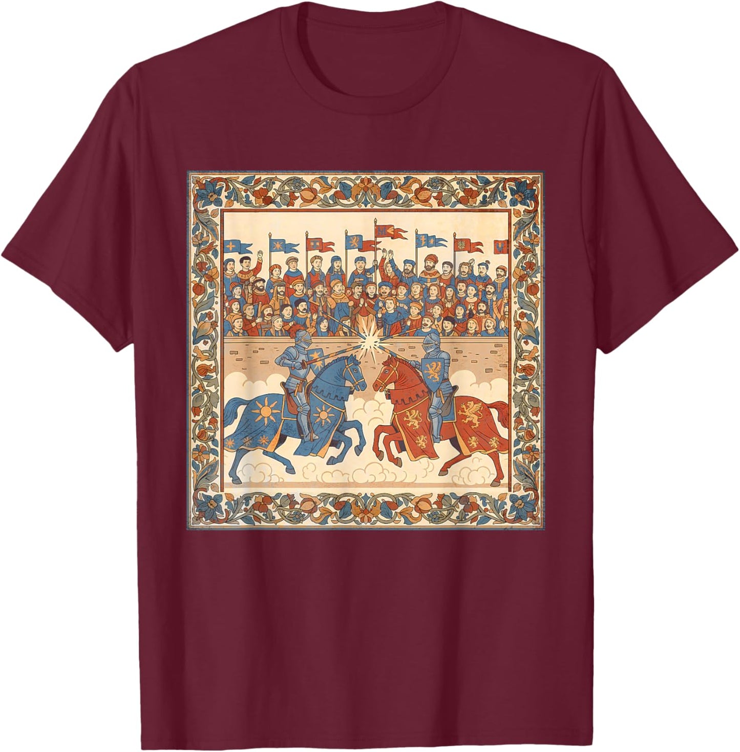Castlecore Medieval Knight Jousting Renaissance Fair T-Shirt - T-Shirt | Maroon