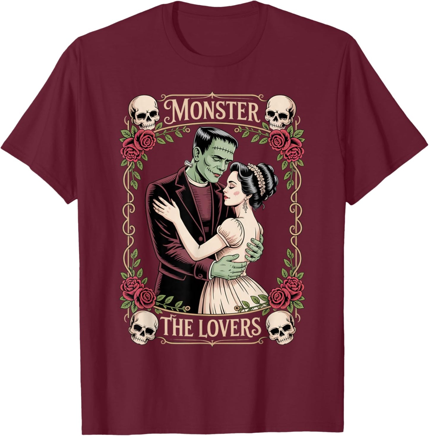 Monster The Lovers Dark Romance Valentine Gothic Couple T-Shirt - T-Shirt | Maroon