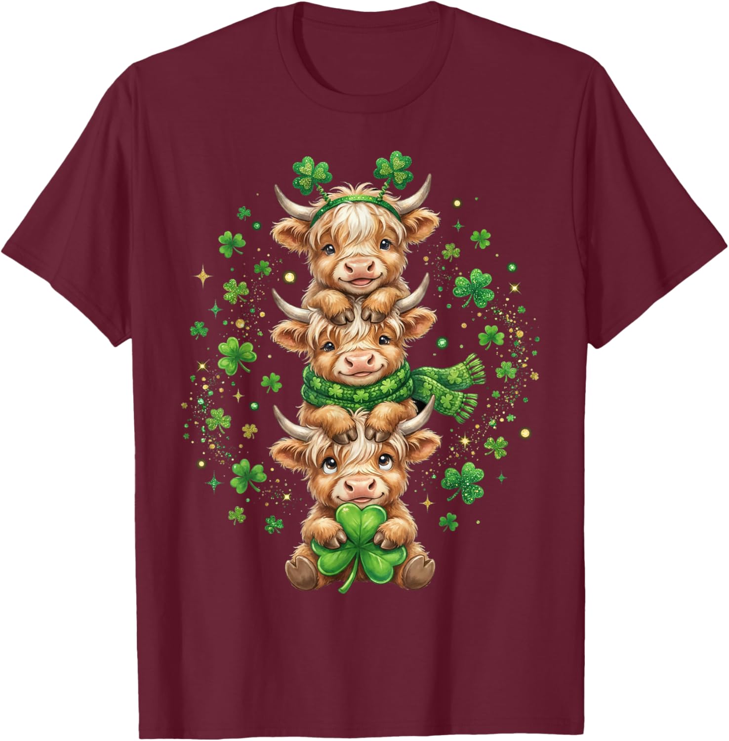 Farm Cow St Patricks Day Women Shamrock Saint Pattys T-Shirt - T-Shirt | Maroon