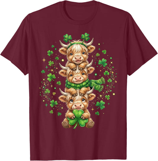 Farm Cow St Patricks Day Women Shamrock Saint Pattys T-Shirt - T-Shirt | Maroon