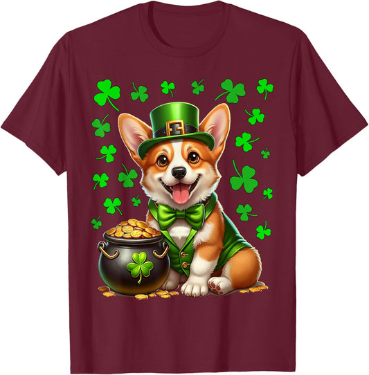 Funny Corgi Saint Patricks Day Costume Corgi T-Shirt - T-Shirt | Maroon