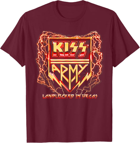 Official Exclusive KISS Army Landlocked Lightning T-Shirt - T-Shirt | Maroon