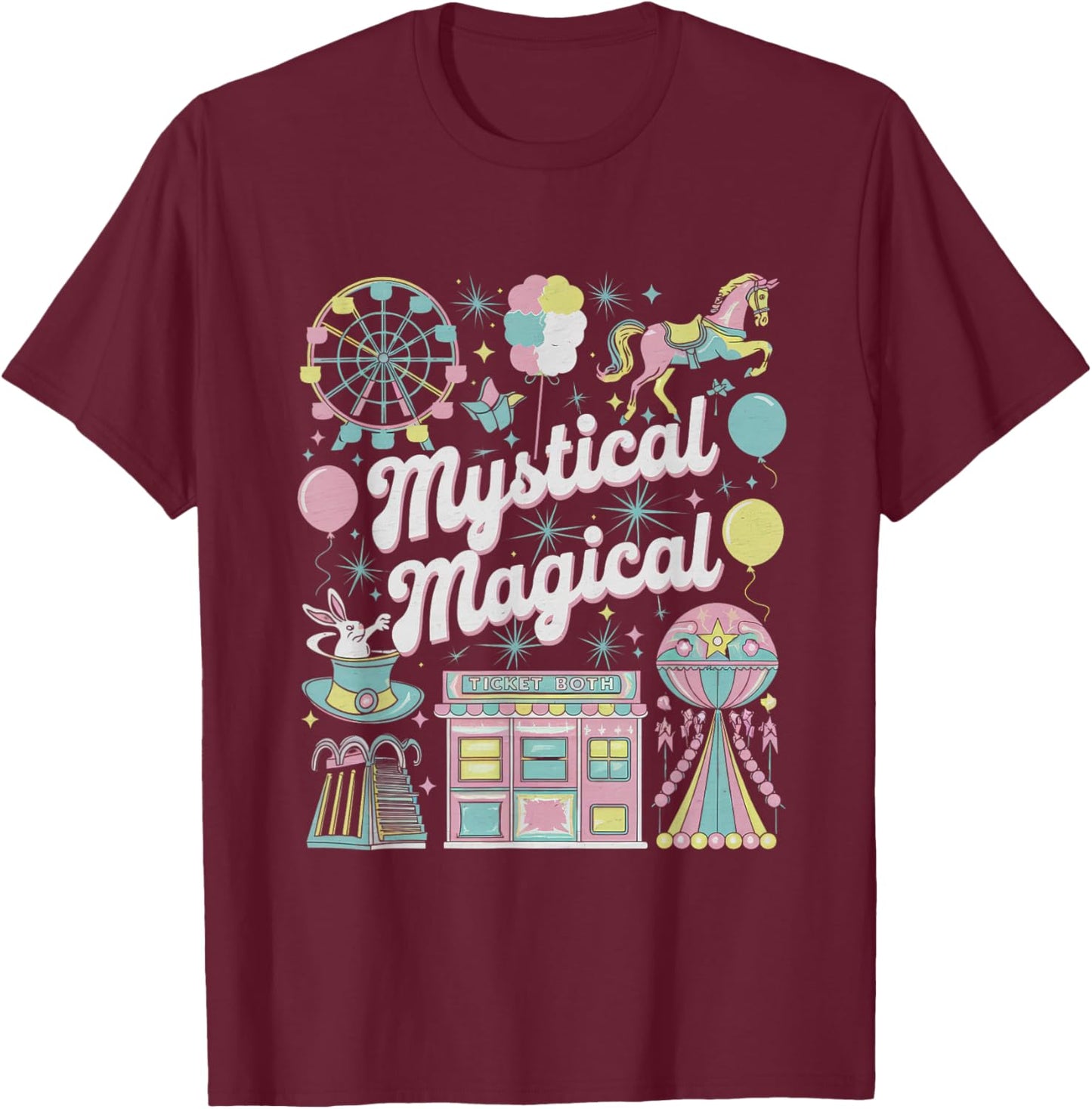 Mystical Magical Retro Aesthetic Space Gift Men Women T-Shirt - T-Shirt | Maroon
