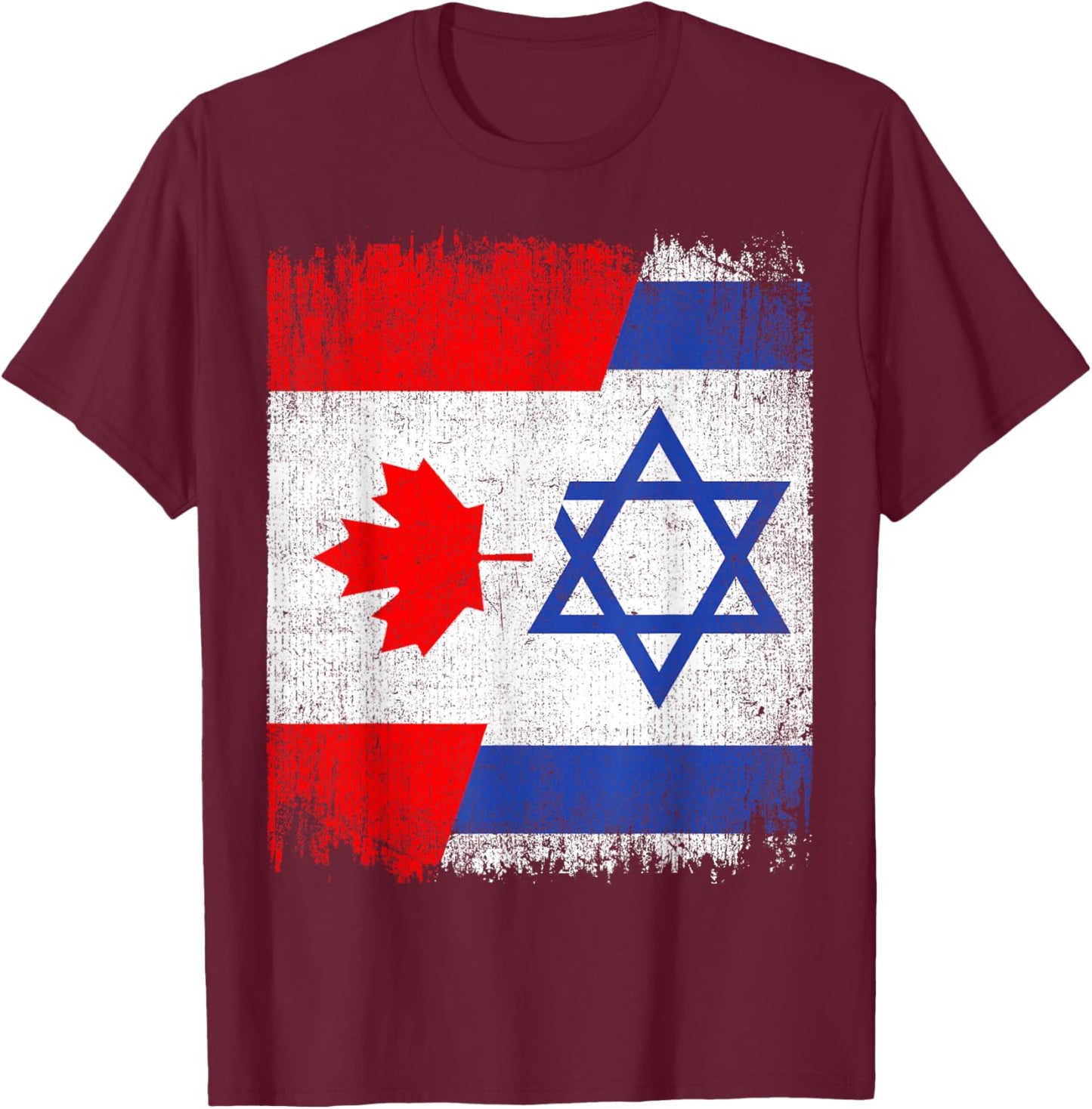 Half Canada Israel Flag Canadian Israelis Pride Roots T-Shirt - T-Shirt | Maroon