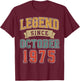 Legend October 1975 50th Birthday Men Women 50 Year Old T-Shirt - T-Shirt | Maroon