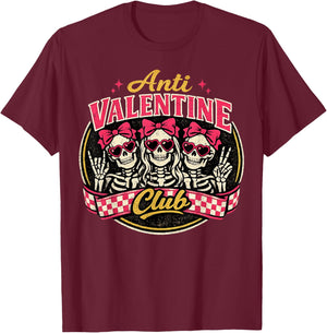 Funny Valentine's Day Friends Group Anti Valentine Club T-Shirt - T-Shirt | Maroon
