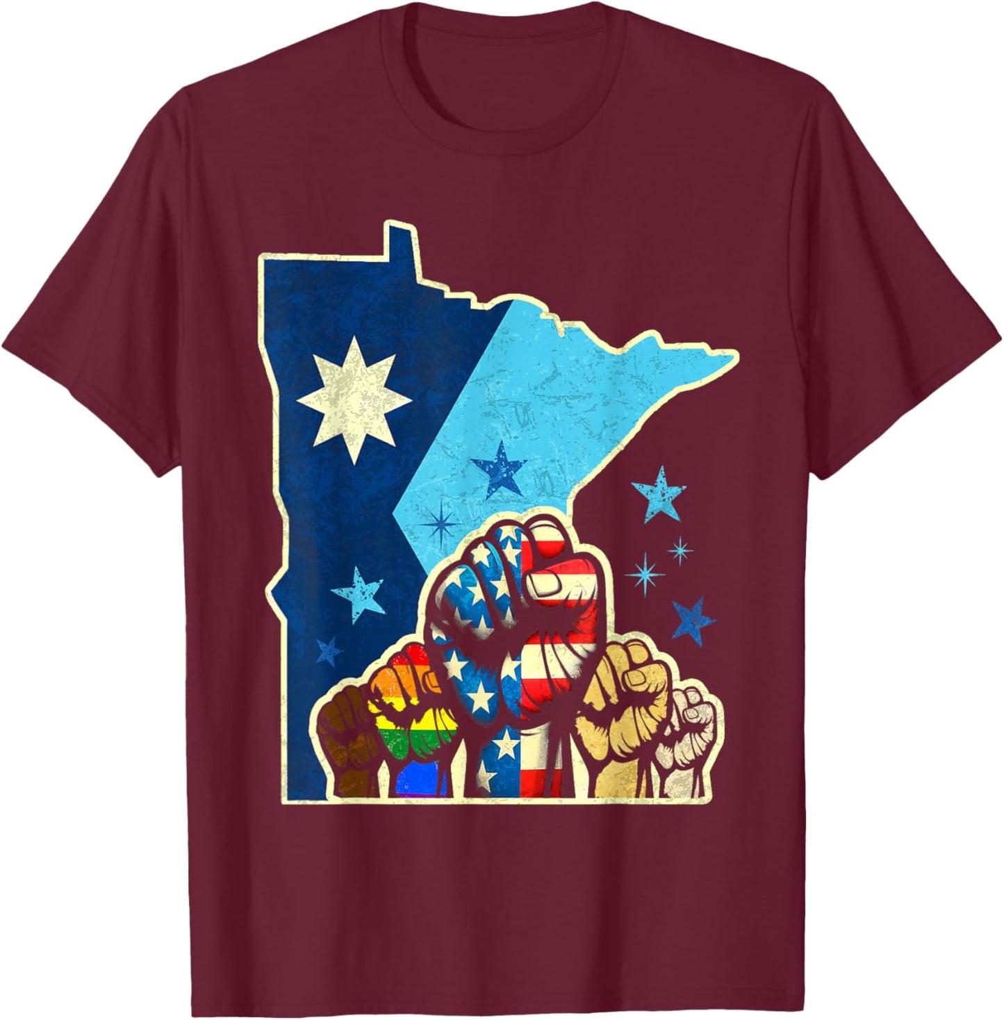 Resist Minnesota Rebel New State Flag Men Women T-Shirt - T-Shirt | Maroon