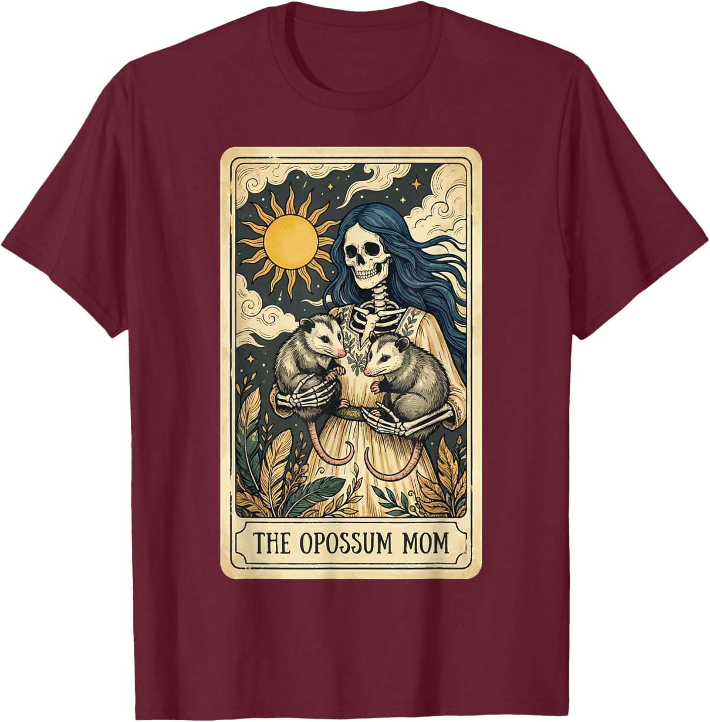 The Opossum Mom Tarot Card T-Shirt - T-Shirt | Maroon