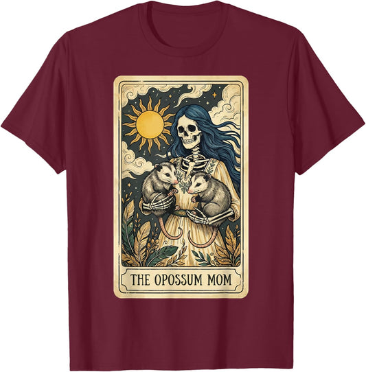 The Opossum Mom Tarot Card T-Shirt - T-Shirt | Maroon