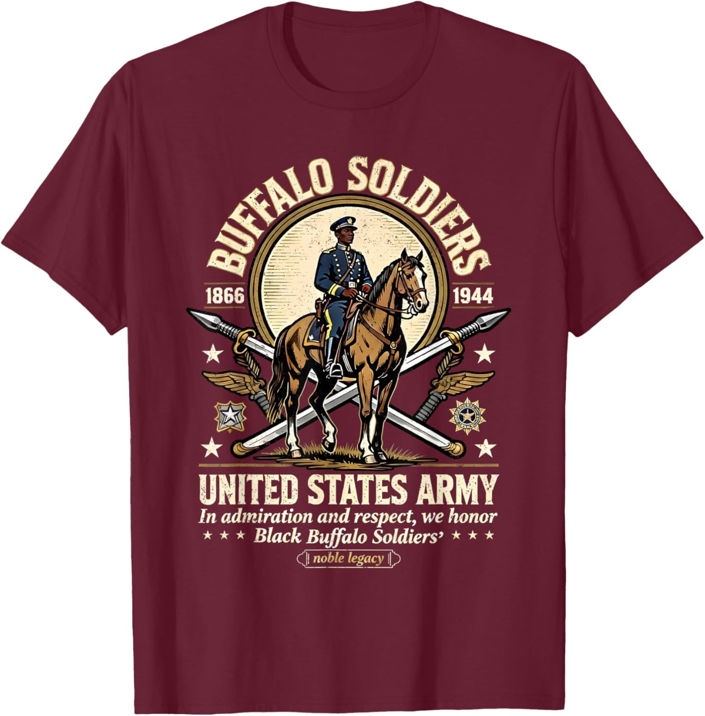 Buffalo Soldiers Black History United States Army Honor T-Shirt - T-Shirt | Maroon