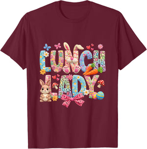 Funny Bunny Easter Day Lunch Lady Crew T-Shirt - T-Shirt | Maroon
