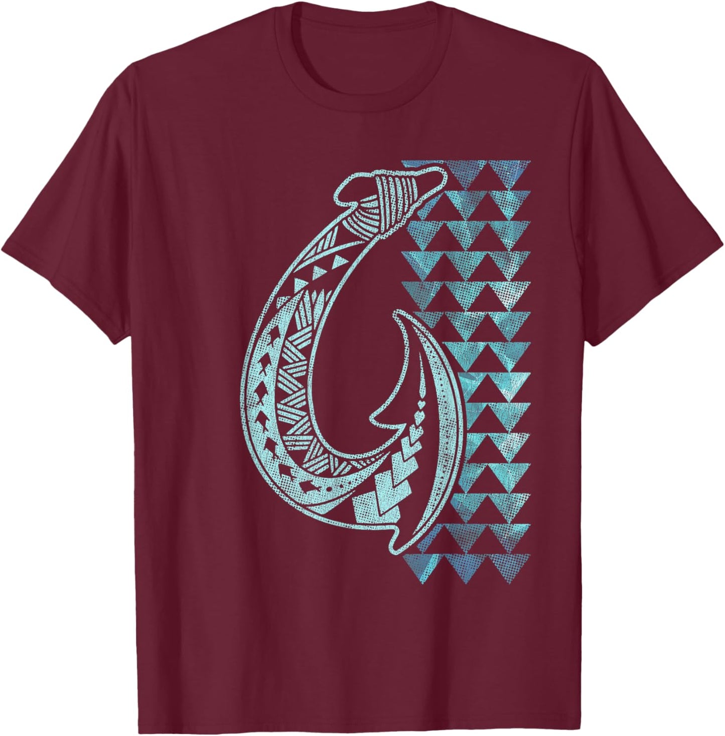 Hawaii Tribal Fish Hook Shark Teeth Hawaiian Maori Vintage T-Shirt - T-Shirt | Maroon