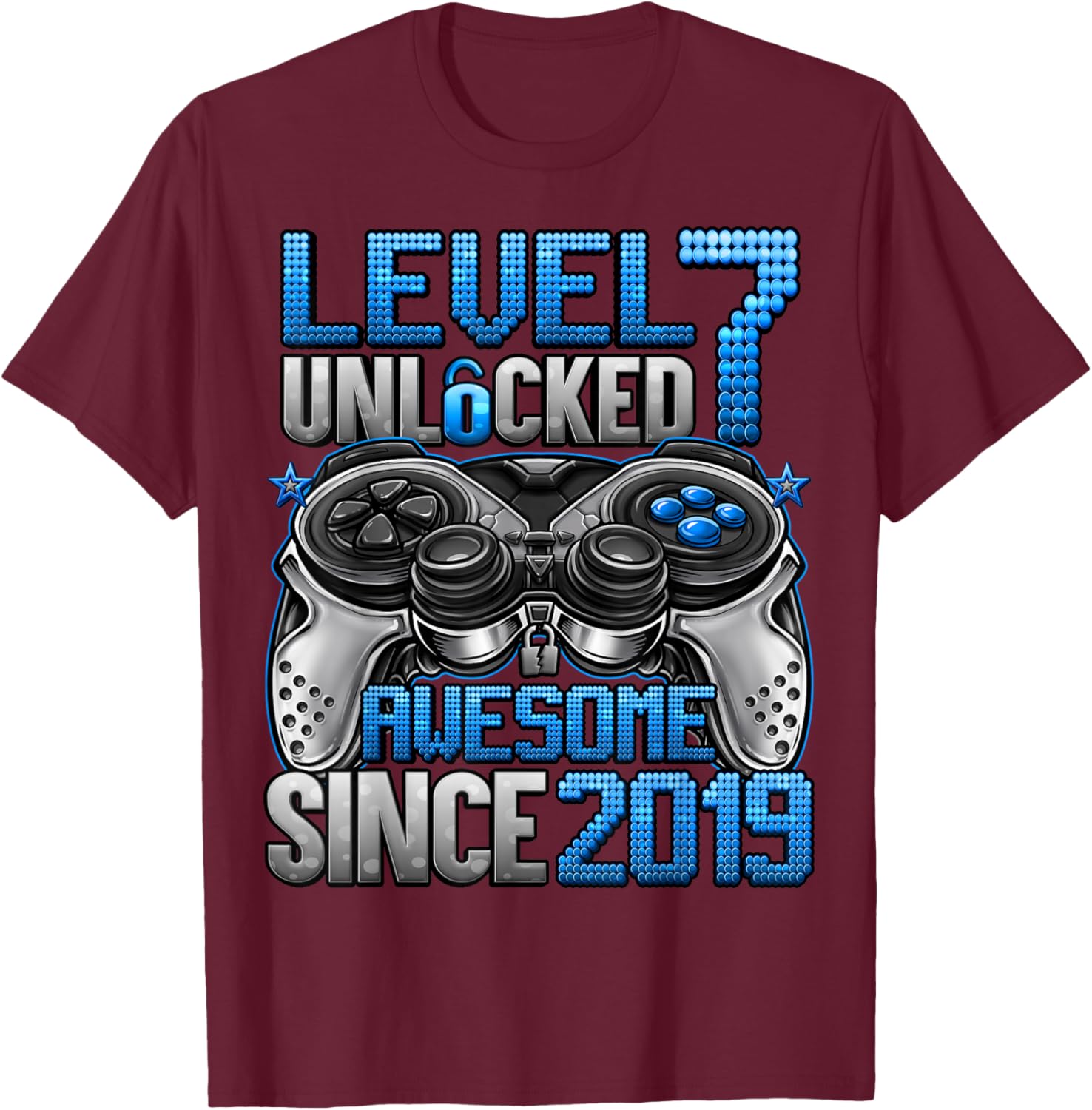Level 7 Unlocked 7 Year Old Gifts for Boys 7th Birthday Boy T-Shirt - T-Shirt | Maroon