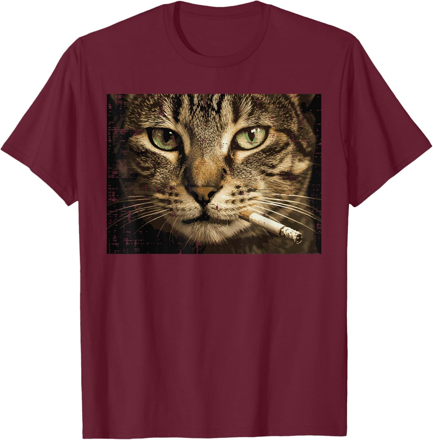 Gangster Rebel Cat Face Funny Meme Humor Kitten Men Women T-Shirt - T-Shirt | Maroon