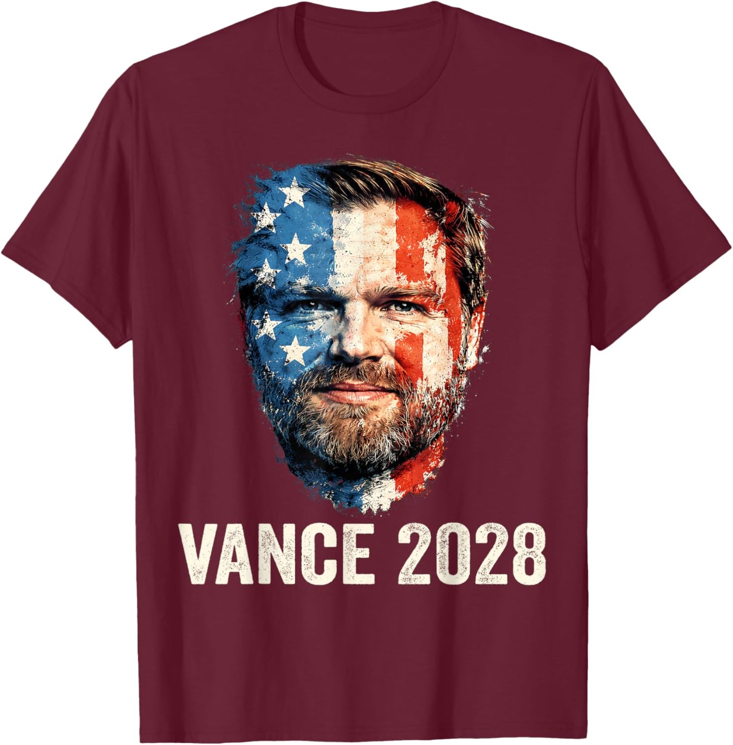 Vance 2028 President 48 US Flag Republican J.D. Vance Retro T-Shirt - T-Shirt | Maroon