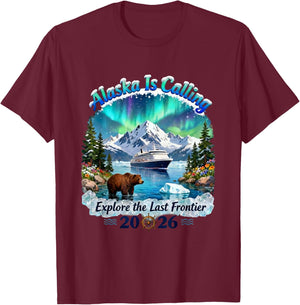 Alaska Cruise Adventure Trip Wildlife 2026 National Parks T-Shirt - T-Shirt | Maroon