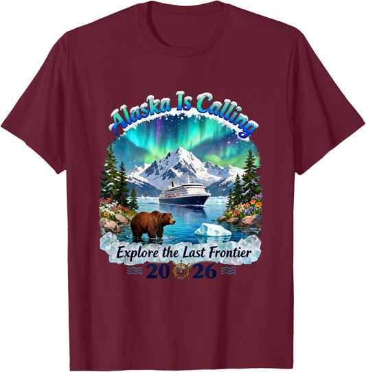 Alaska Cruise Adventure Trip Wildlife 2026 National Parks T-Shirt - T-Shirt | Maroon