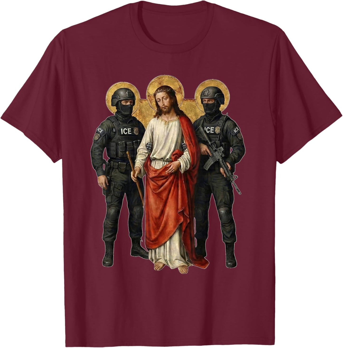 ICE Jesus Shirt T-Shirt - T-Shirt | Maroon