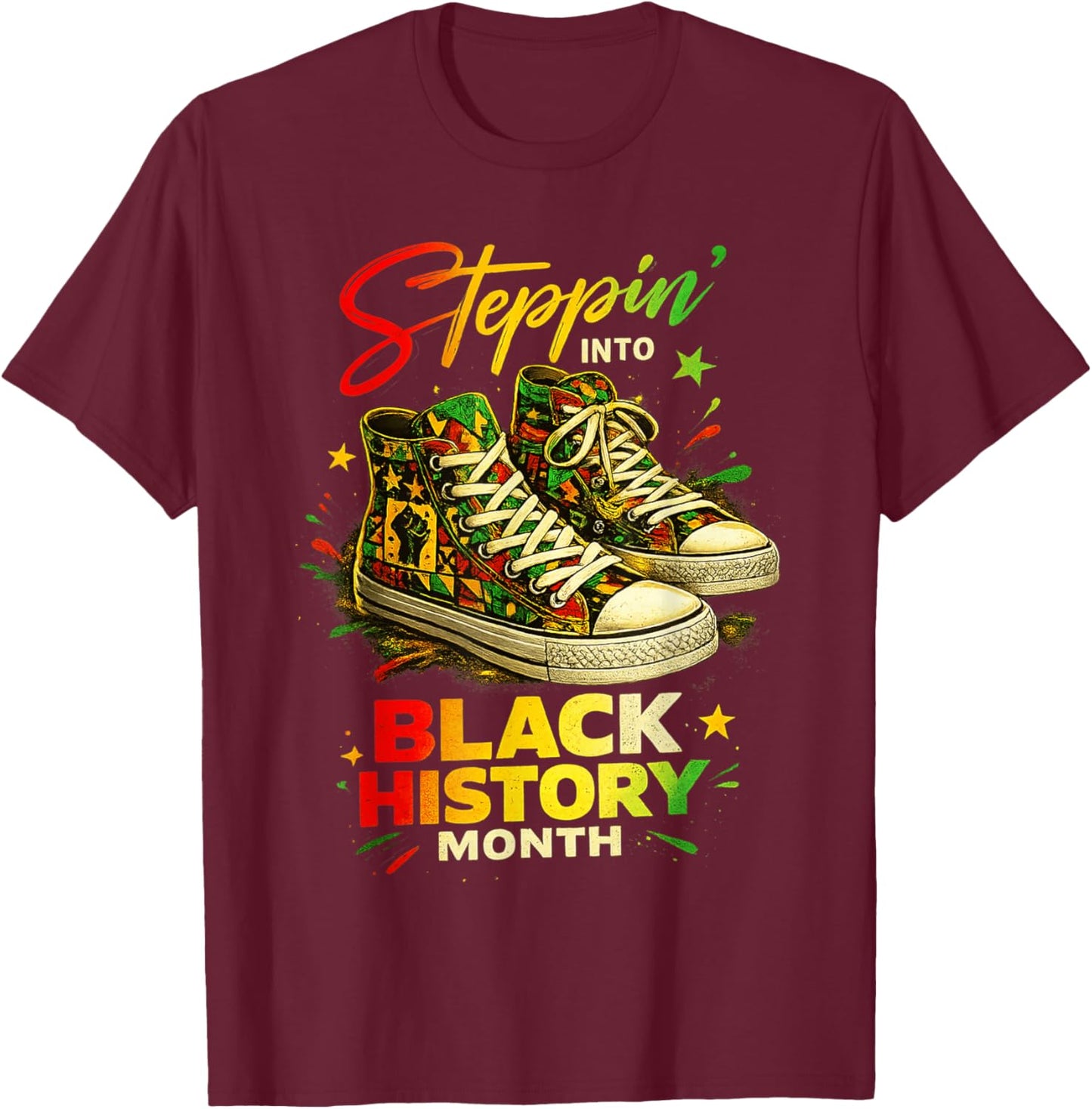 Stepping Into Black History Month Black Girls Sneakers Men T-Shirt - T-Shirt | Maroon