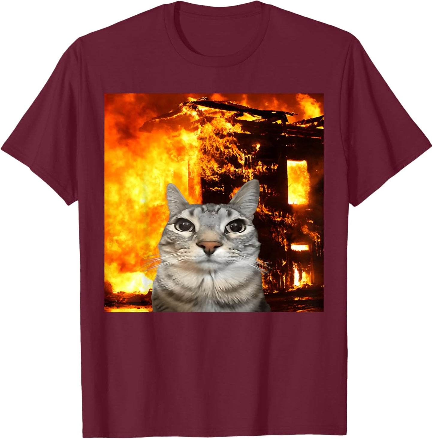 Funny Cat Meme Boys Girls Kids Women Men Teens Silly Graphic T-Shirt - T-Shirt | Maroon