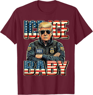 Ice Ice Baby Trump Funny Trump Meme 2026 Retro T-Shirt - T-Shirt | Maroon