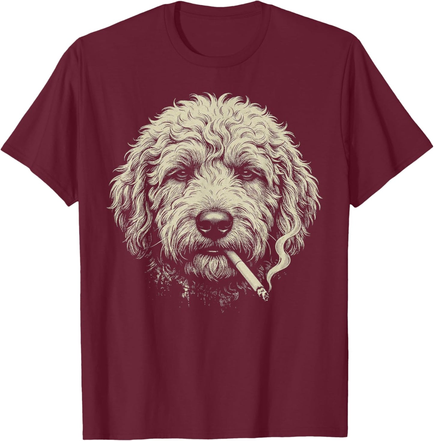 Funny Golden Doodle Smoking Cigarette Meme Vintage Graphic T-Shirt - T-Shirt | Maroon